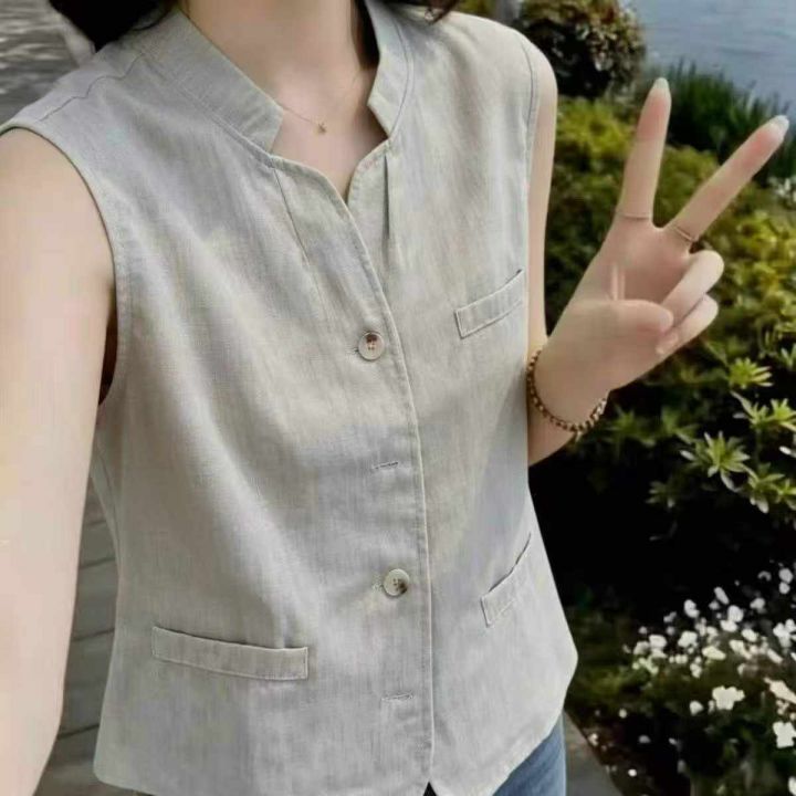 轻薄休闲V领马甲女夏