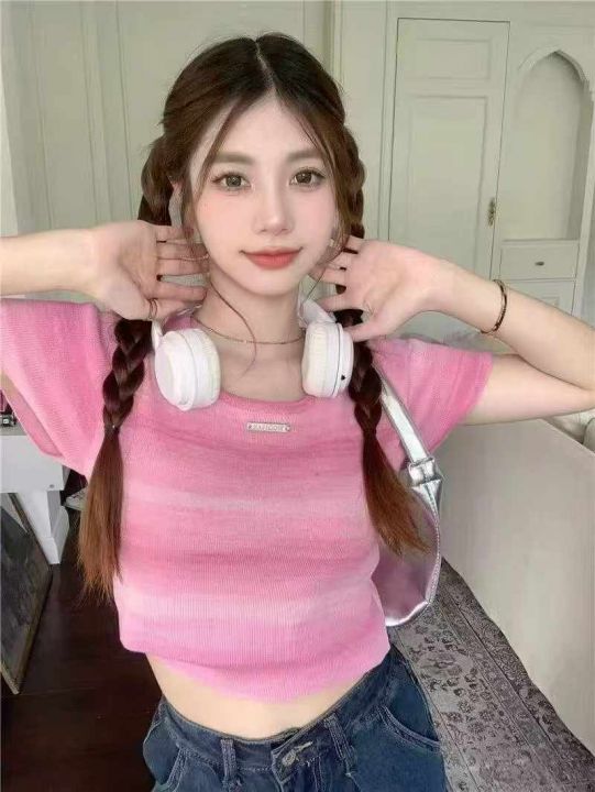 夏季新款撞色彩虹条纹
