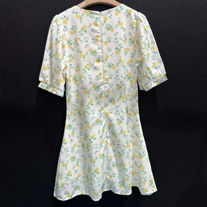 女装连衣裙夏日柠香V