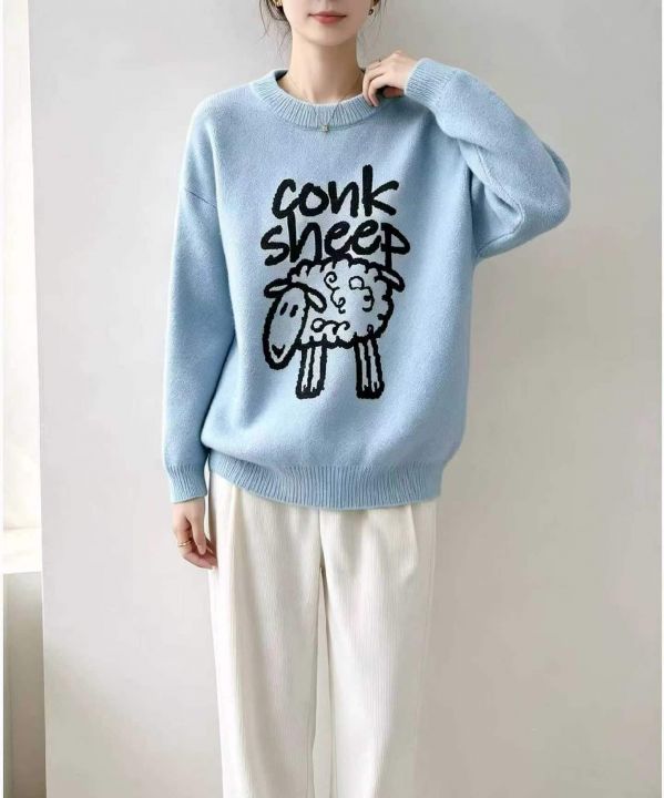 秋冬新款卡通提花宽松
