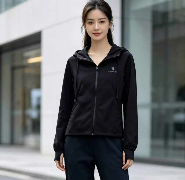 连帽系绳拉链外套30