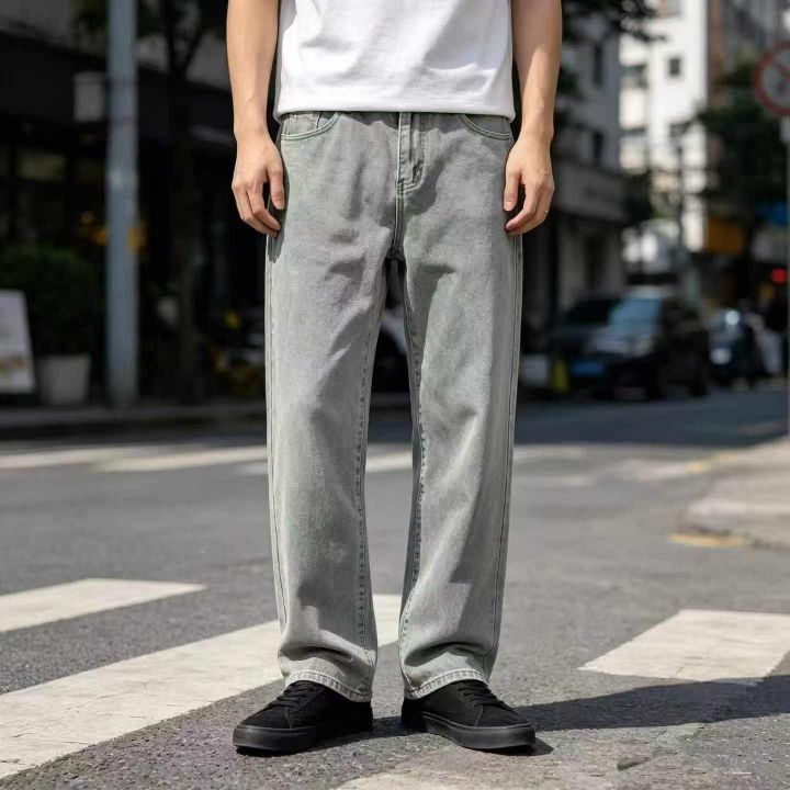 复古做旧直筒牛仔裤男