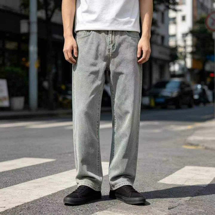 复古做旧直筒牛仔裤男