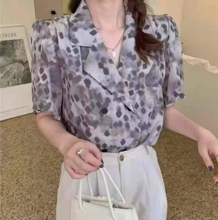 老钱风款女装短袖衬衫