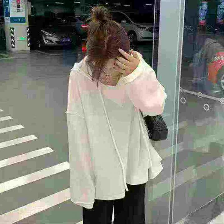 大码慵懒风连帽卫衣女