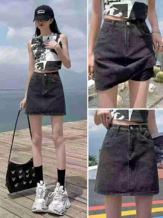 ☕️灰色牛仔短裙女半